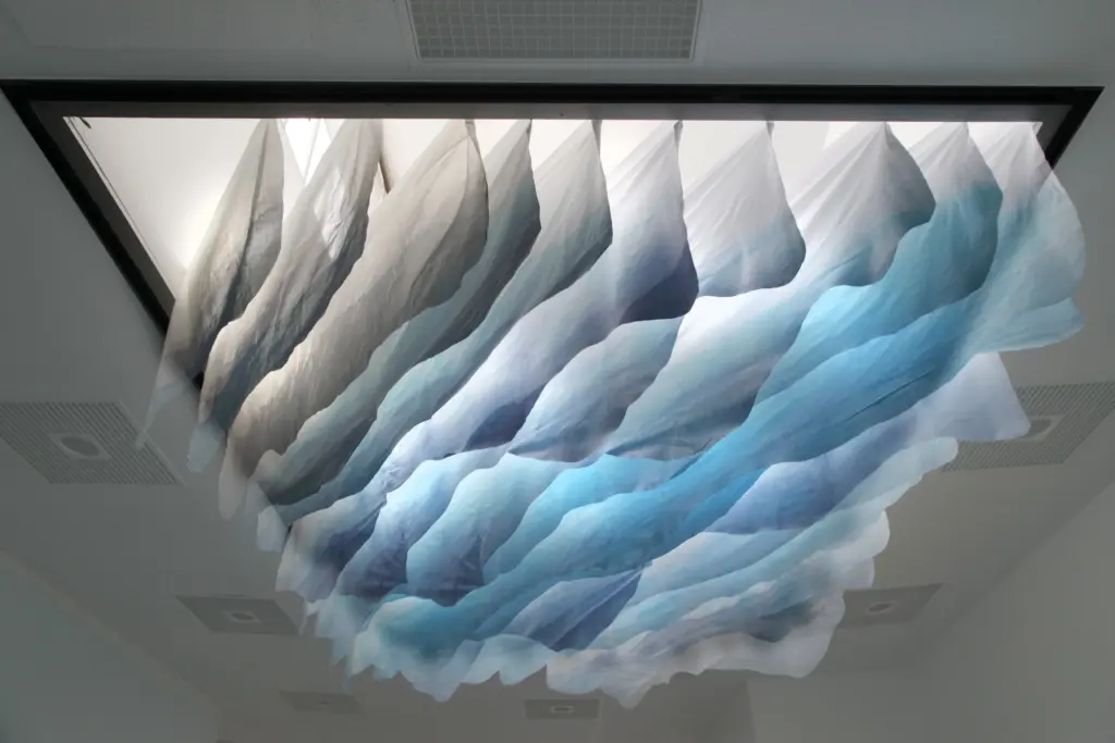 Art installation photograph in WNMU's McCray gallery of work by artist in residence, Elizabeth Gerdeman.
